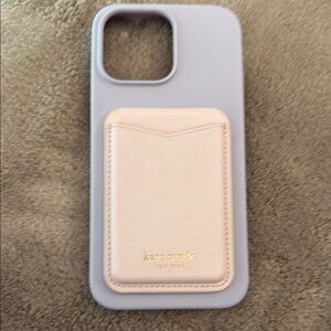 Heyday Apple 13 Pro Max Purple case with Kate Spade Cream Card Holder